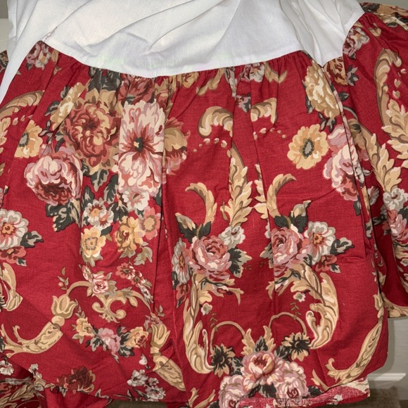 Ralph Lauren Danielle Red Marseilles Floral KING bed skirt USA  cover ruffle NOS - Picture 5 of 5